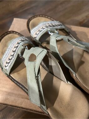Rieker Sage Green Beaded Sandals